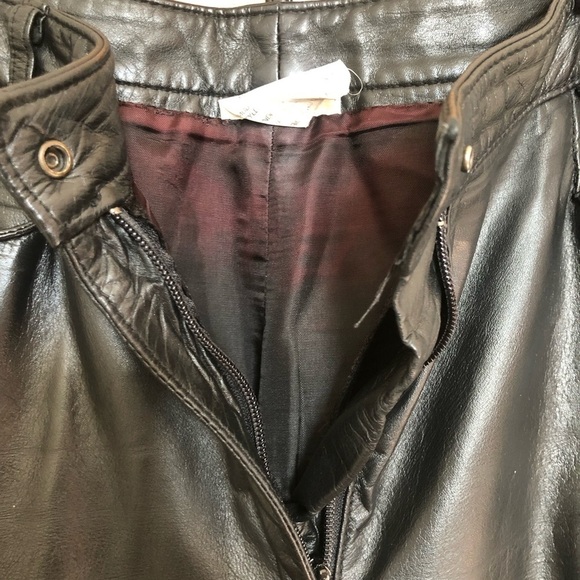 Vintage Black Leather Straight Leg Trousers Size 10 - Picture 7 of 9